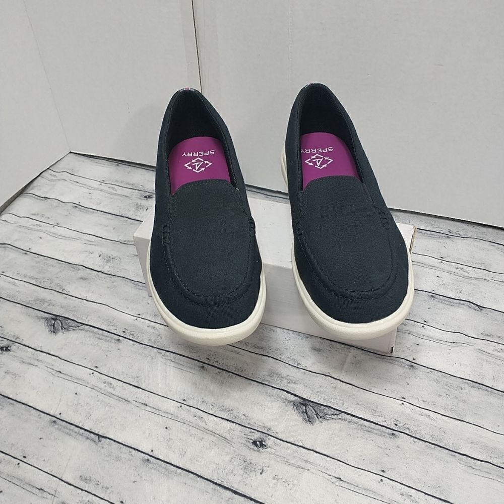 Sperry STS87402 Woman's SZ 12 Slip On Black Shoes . Condition is Pre-owned